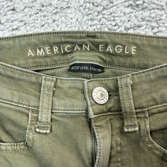 American Eagle Jeans Womens 00 Hi Rise Jegging Next Level Stretch Olive Green - Picture 2 of 6
